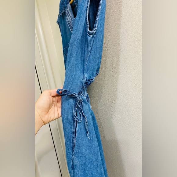 GAP Light Blue Denim Shirt Dress - Sleeveless Button Front - Picture 5 of 8